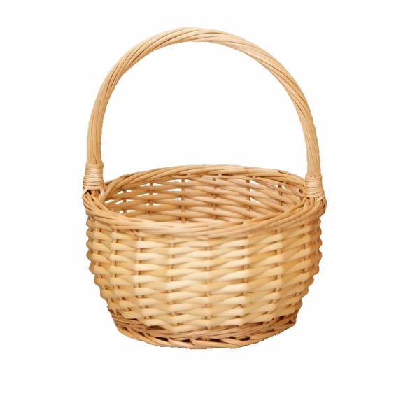 Wicker Oval Small Storage Basket with Handle, Handmade Willow Weaving Organizer for Home Decor, Wedding, Shelf Storage and Fruit Candy Display, Natural Wood Color