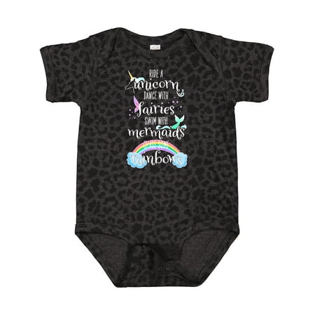 

Inktastic Ride a Unicorn Dance with Fairies Swim with Mermaids Gift Baby Boy or Baby Girl Bodysuit