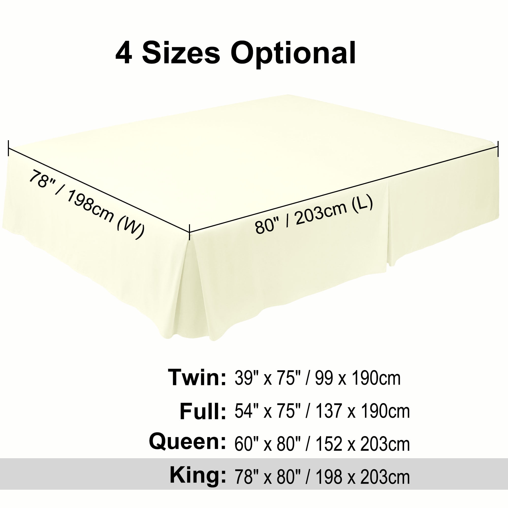 Unique Bargains 16" Drop Pleated Brushed Bed Skirt King Pearl White