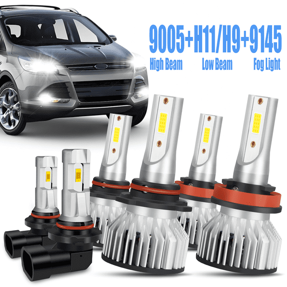 For Ford Escape 2013 2014 2015 2016 LED Headlights 9005 H11 High Low H10 Fog Light Bulbs 6pcs