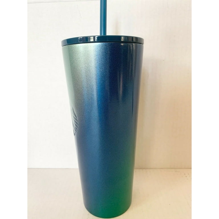 Starbucks Blue Two-Toned Stainless Steel Cold Cup 24 Oz Lid Straw