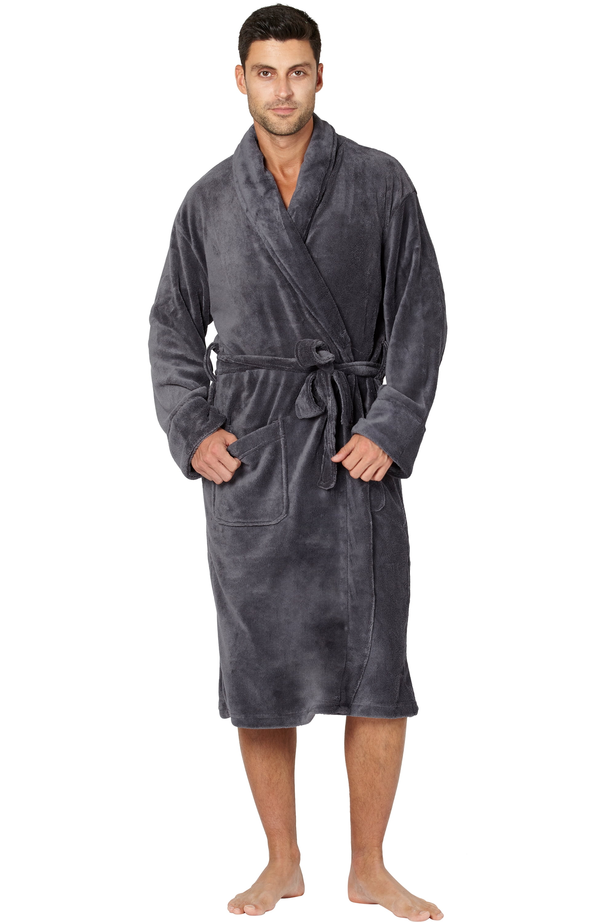 Mens Cozy Plush Fleece Robe, Oxford Grey, Large/X-Large - Walmart.com