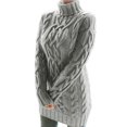 thumbnail image 1 of VISgogo Vestido de punto de otoño para mujer, vestido de suéter corto ajustado de cuello alto de manga larga de jacquard torcido de color sólido VISgogo  moda, 1 of 6