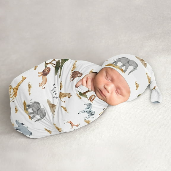 Jungle Baby Cocoon and Beanie Hat Sleep Sack Set Boy or Girl Gender Neutral Unisex by Sweet Jojo Designs