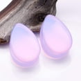 thumbnail image 4 of A Pair of Teardrop Lavender Translucent Glass Double Flared Ear Gauge Plug, 4 of 4