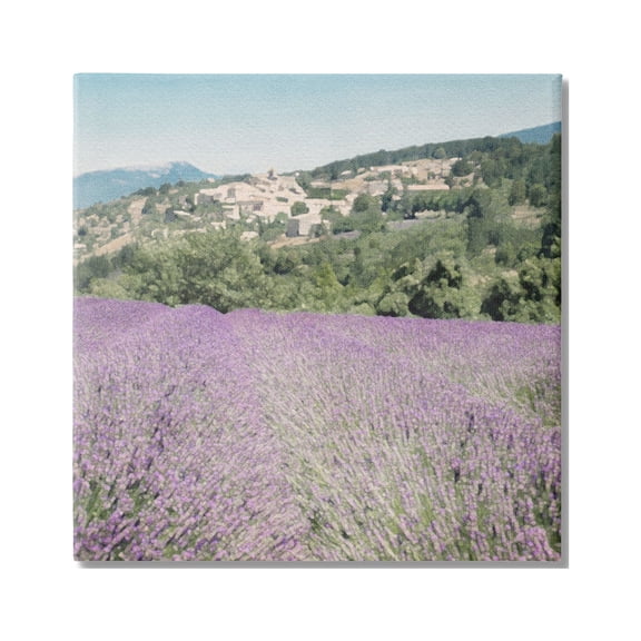 Stupell Industries Lavender Meadow Landscape Nature Painting Gallery Wrapped Canvas Print Wall Art, 17 x 17