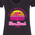thumbnail image 4 of Inktastic Summer Enjoy the Sunshine Vero Beach Florida in Pink Women's V-Neck T-Shirt, 4 of 5