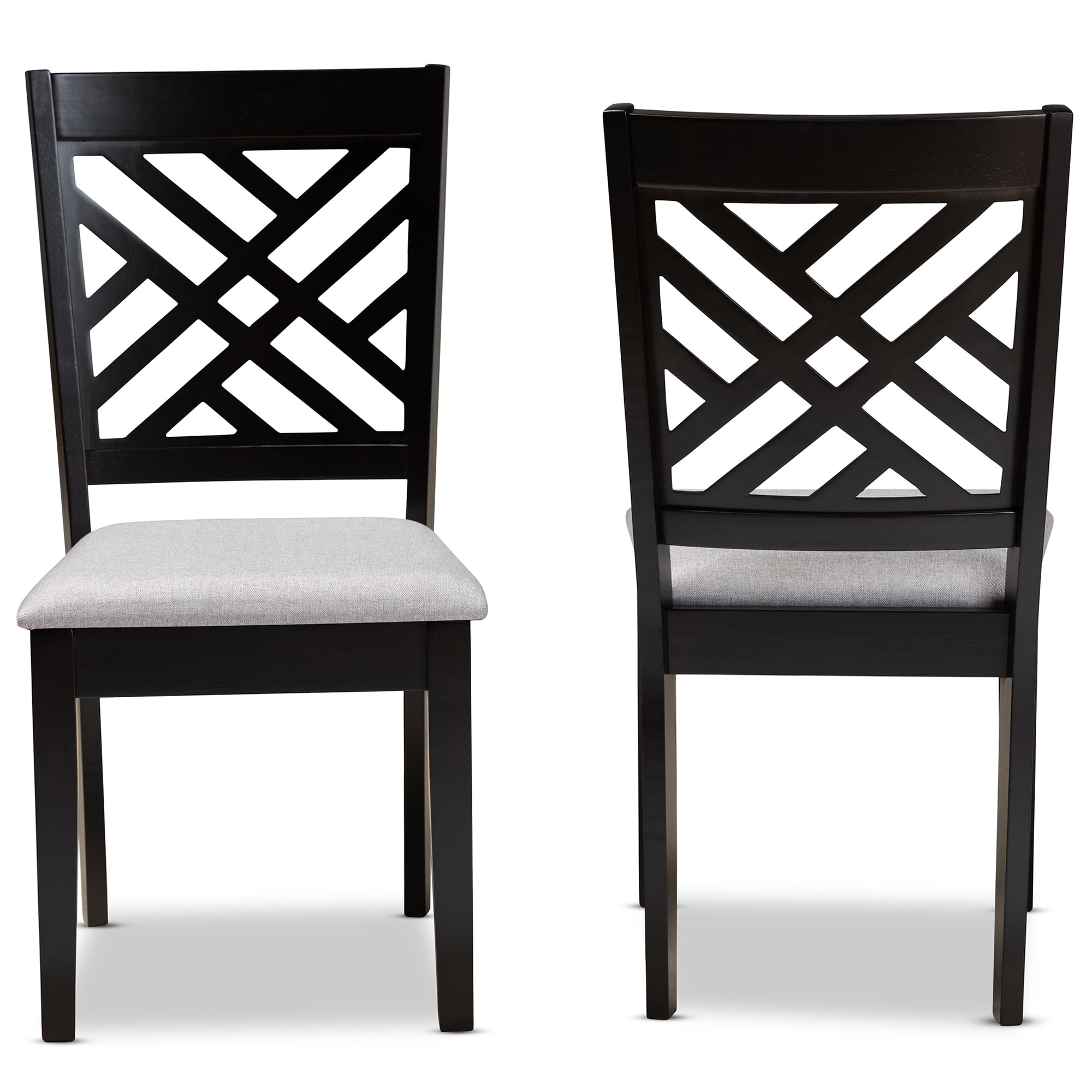 Baxton Studio Caron Modern and Contemporary Grey Fabric Upholstered Espresso Brown Finished Wood 2-Piece Dining Chair Set Set
