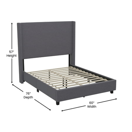 Alamont Home - Quinn Full Size Upholstered Platform Bed with Channel Stitched Headboard - Gray