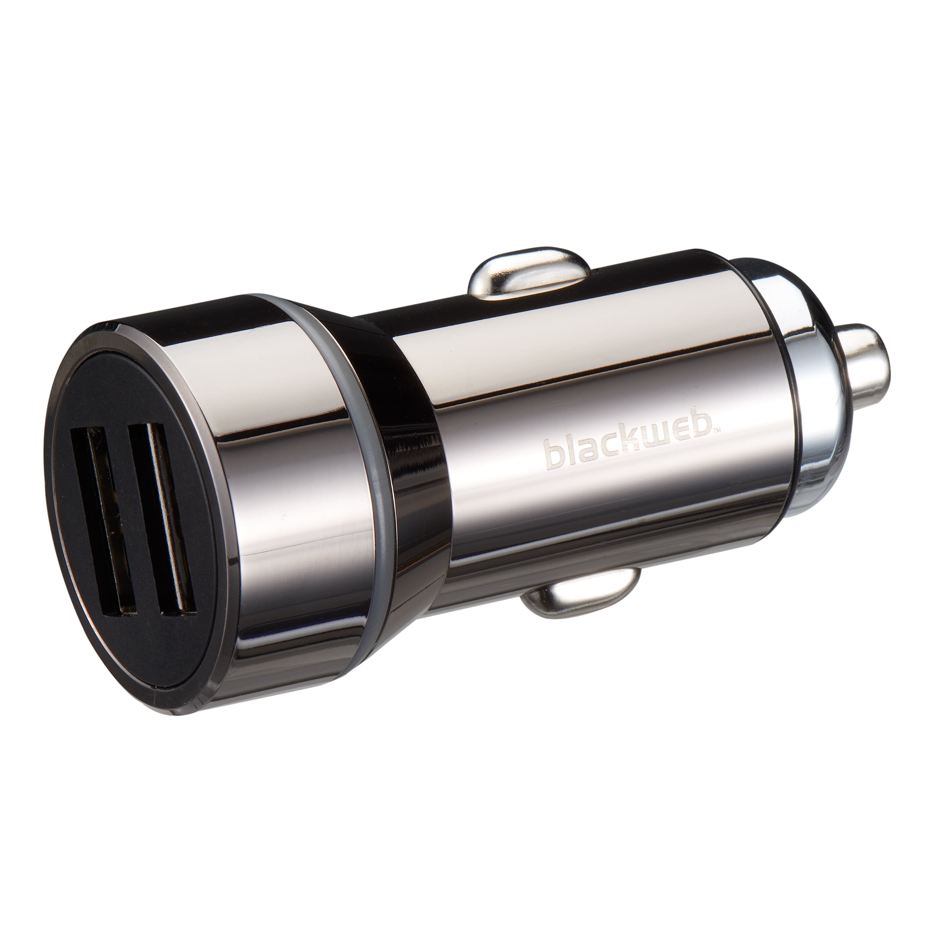 Blackweb Dual Port USB Car Charger with 3' MicroUSB Cable, Black
