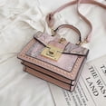 thumbnail image 3 of Bolso de hombro tipo serpentina de moda para mujer, bandolera de piel sintética, con cadenas de lujo, cuadrado, 1 unidad, rosa, 3 of 5