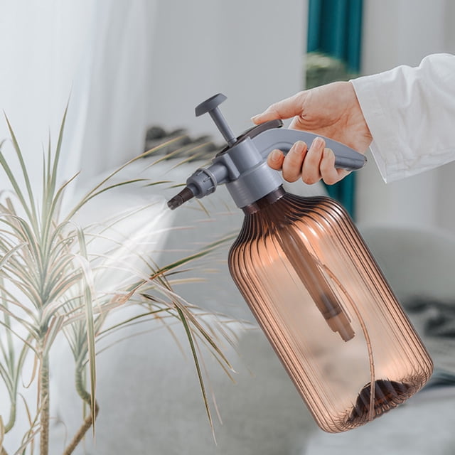 High Pressure Watering Spray Bottle 2000ml | Adjustable Modes Garden Sprayer | 360° Rotating Nozzle | Plastic | Atomization & Direct Spray | Portable | Green Brown Gray | 33x16x12.5cm