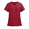 thumbnail image 3 of Unisex Scrub Tops Women Men with Pockets Short Sleeve V-Neck Solid Color Caregiver Pullover Shirt Elastic Waisted Pants Nurse Uniform Tops, 3 of 7