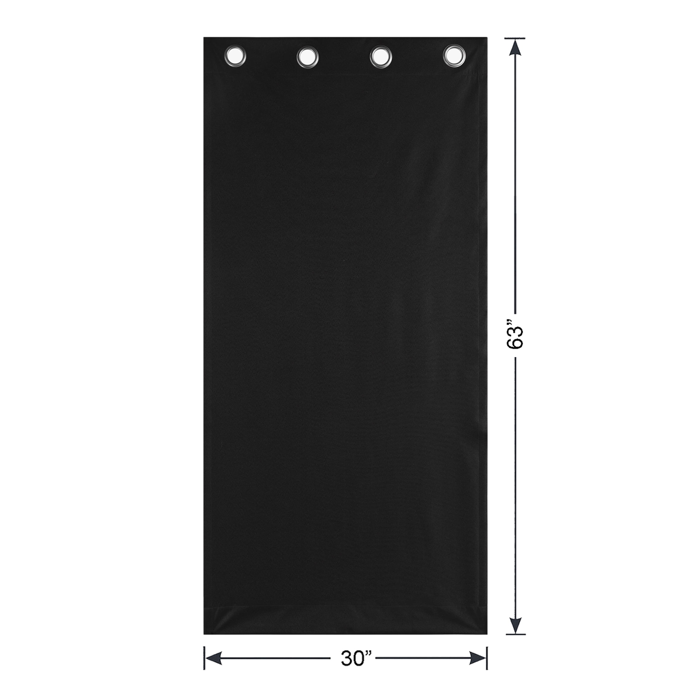 Mainstays Black Solid Blackout Grommet Single Curtain Panel, 30 in W x 63 in L