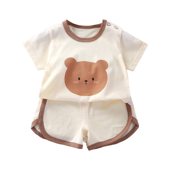 Caqnni Toddler Baby Girl Summer Clothes Flower Embroidery Sleeveless Smocked Tops and Shorts Set Cute Two Piece Outfit Short T-shirt Sets Brown 3-6 Months