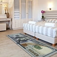 thumbnail image 2 of Ottomanson Machine Washable 100 Dollar Bill Non-Slip Rubberback 31x79 Money Rug, 2'7" x 6'7", Multicolor, 2 of 8