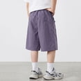 thumbnail image 7 of WAYUTE Toddler Kids Boy's Lightweight Bermuda Shorts Elastic Waisted Loose Fit Breathable Solid Color Summer Shorts with Pockets Casual School,Purple,Size 12 Y-13 Y, 7 of 7