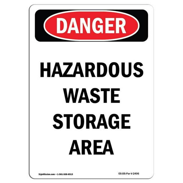 SignMission OS-DS-D-35-V-2406 Panneau de Danger OSHA - Zone de Stockage de Déchets Dangereux