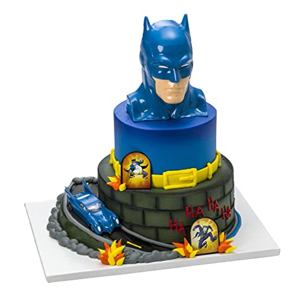 Decoset Batman To The Rescue Cake Topper 4 Piece Cake Decoration Includes Batman Case With A Hidden Fold Out Batmobile Launcher Free Wheeling Batmobile Car And Joker And Penguin Walmart Com