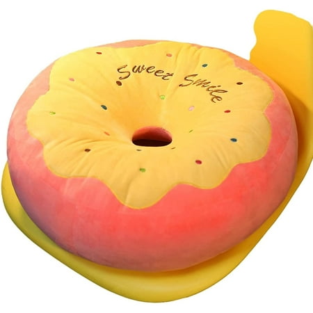 35 cm cartoon animal dinosaur rabbit unicorn cute donut-shaped cushion plush pillow child adult gift (red and yellow donut cushion)