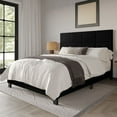 thumbnail image 2 of Home Design Lufkin Full Upholstered Panel Bed Frame with Checkered Tufted Headboard & Foam-Filled Comfort, Black, Easy Assembly, 2 of 10
