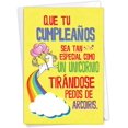 thumbnail image 1 of NobleWorks Unicorns and Rainbows-Spanish - Birthday Greeting Card with Envelope (4.63 x 6.75 Inch) - C6892BDG-SL, 1 of 5