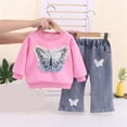thumbnail image 4 of DJDLJWCJ 2 Piece Girls Casual Outfit Sets Bow Print Long Sleeve Crewneck Sweatshirt with Elastic Waist Wide Leg Pants Set Hot Pink Size 12M, 4 of 7
