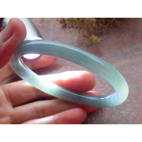 Certified Icy Green Burma 100% Natural A JADE Jadeite Circle Bangle Bracelet 59 mm 662074 TN