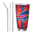 thumbnail image 1 of Taza térmica duradera de acero inoxidable 304 con tema del equipo de fútbol Bills con tapa y pajita Taza térmica de acero inoxidable de 20 oz Taza para automóvil Adecuada para bebidas frías y, 1 of 8