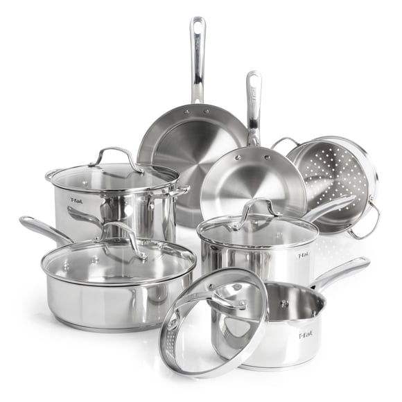 Juego de utensilios de cocina de acero inoxidable 11 piezas apto para inducción y horno hasta 500 °F con sartenes ollas y horno holandés