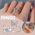 thumbnail image 2 of Bagues Ajustables en Argent Sterling avec Double Papillon Bijoux pour Femmes Filles A5H6, 2 of 9