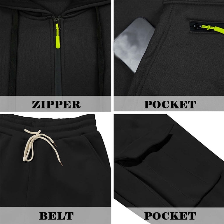 Men's 2 Piece Hoodie & Cargo Pants Tracksuit - Half Zip Casual