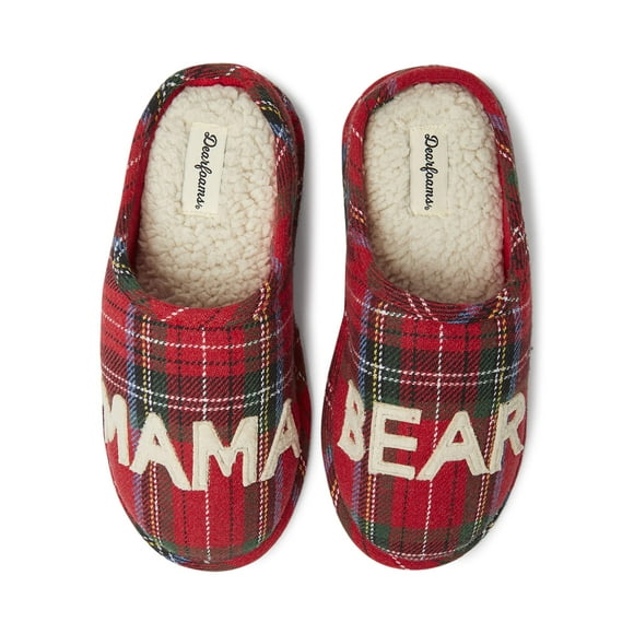 Dearfoams Womens Mama Bear Slipper, Tartan Plaid, Small