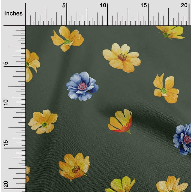 oneOone Georgette Viscose Fabric Flower Watercolor Printed Fabric 1 Yard 42 Inch Wide