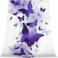 thumbnail image 4 of Butterfly Blanket Beautiful Purple Butterfly Throw Blanket Ultra Soft Flannel Fleece Butterflies Blanket Gifts for Kids Adults 50"X40", 4 of 6