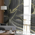 thumbnail image 4 of Black Grey Sheer Curtains 63 Inches Length 2 Panels Set, Window Sheer Curtains for Living Room/Bedroom, Vintage Gold Ink Floral Chinese Painting Light Filtering Rod Pocket Curtain 52'' x 63'' x 2, 4 of 7