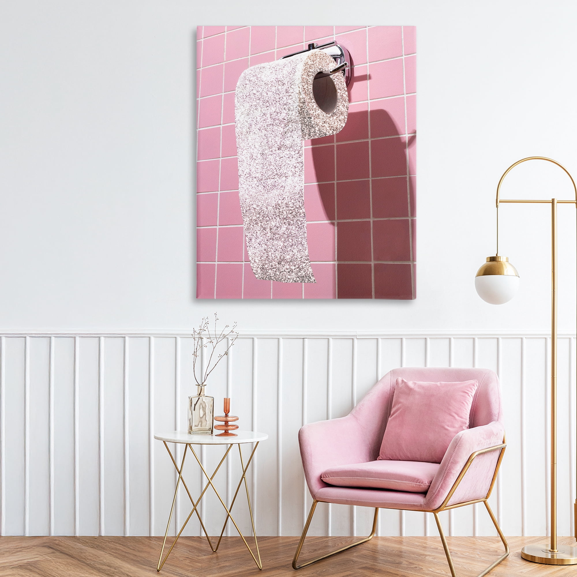 Stupell Industries Glitter Pink Toilet Paper Canvas Wall Art, design by CAD Designs