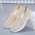 thumbnail image 3 of Women's Mesh Walking Sneakers Lightweight Breathable Workout Shoes Elderly Slip on Summer Casual Tennis Shoe wirh Arch Support Beige Size 7, 3 of 7
