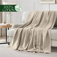 thumbnail image 4 of Elegant Comfort Cotton Waffle Blanket, Lightweight All-Season Bed Blanket,King Size 90x108 Inches, Linen, 4 of 5