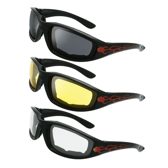 Riding Glasses Padded flame Print Frame Lens Block 100% UVB for Outdoor Activity Sport - Gift Idea for Men Women - FR14010