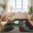 thumbnail image 3 of Design&I 8'x10' Washable Area Rug Sleek Flatweave Pet Friendly Deep Green Abstract Geometric Artwork Design Elegant Contemporary Shapes with Subtle for King Size Bedroom, Under Bed, 3 of 7