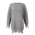 thumbnail image 4 of Women's O-neck Oversized Sweaters Long Sleeve Pullover Loose Chunky Knit Jumper for Winter Season, Casual and Comfortable Fashion Top,Gray,S, 4 of 7