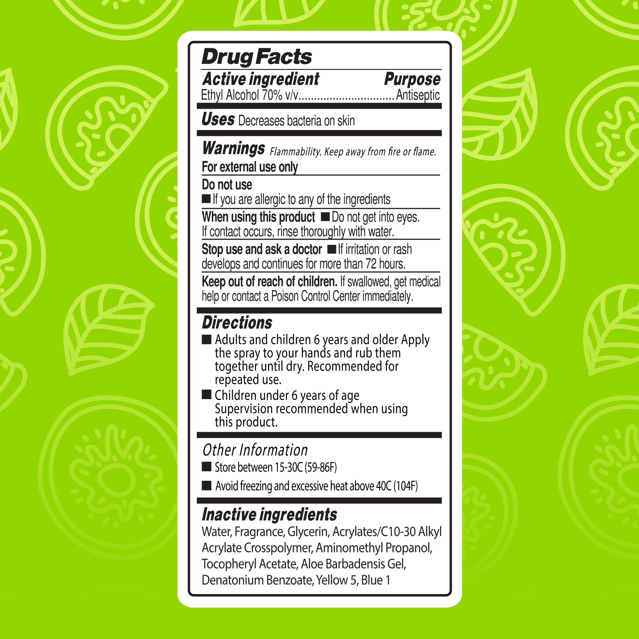 Smart Care Scented Hand Sanitizer Spray, Lemon-Lime, 1.35 fl oz