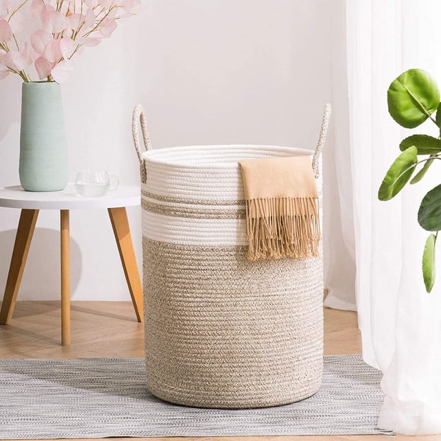 Cesta de lavandería de cuerda tejida con asas,cesta de lavandería plegable tejida,canasta ropa sucia canasta organizadora,Cesto Juguetespara dormitorio y sala de estar.ᦀ