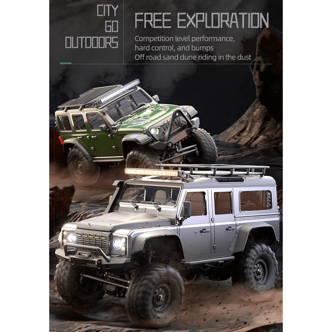 1/16 Scale 4WD RC Crawler Full Proportional Off Road Truck Car with Metal Gear Steering Servo, Multi Lighting Modes and High Strength Transmission for Hobbyists - R1602/Blue