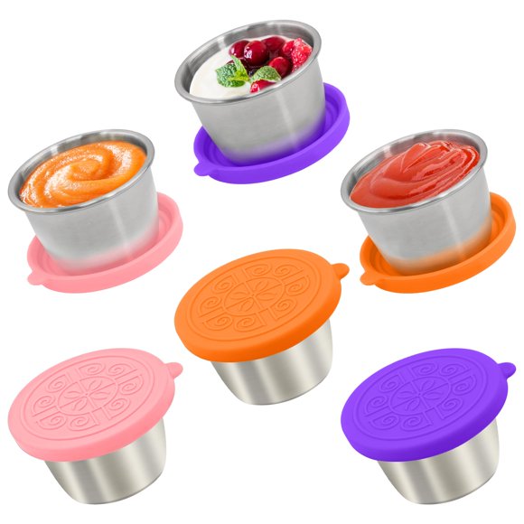Recipiente para aderezo para ensaladas Qukaka, 80 ml x 6, inoxidable, a prueba de fugas