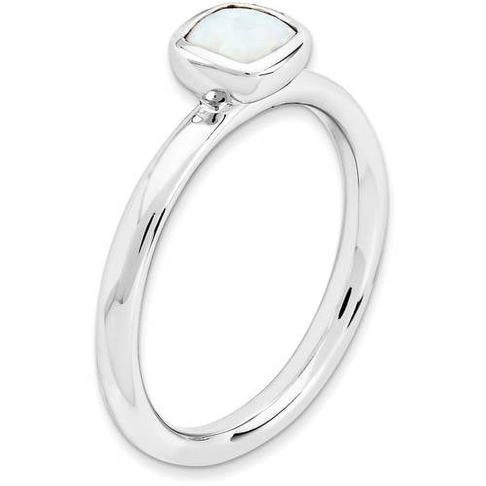 Double Cushion-Cut Created Opal Sterling Silver Ring