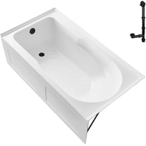 Streamline GA-310-22-BL 60 in. x 32 in. Acrylic Left-Hand Drain Alcove Bathtub in Glossy White With External Drain in Matte Black