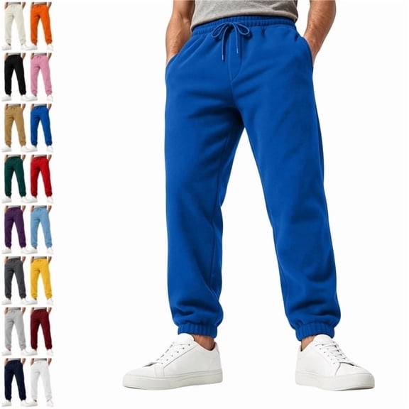 Mens Athletic Sweatpants with Pockets Drawstring Waist Casual Baggy Fleece Joggers Running Workout Track Pants Royal Blue M