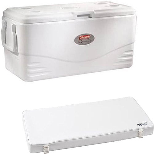 Coleman 100Qt. Marine White Cooler with BONUS cooler seat cushion Value